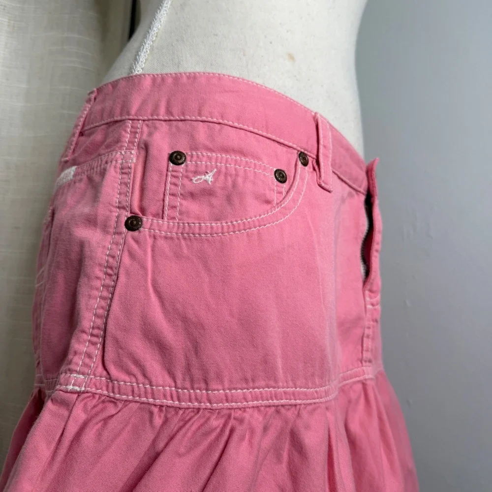 Vintage Y2K Aeropostale Ruffle Hem Micro Mini‎ Skirt Pink Women's Size 5/6